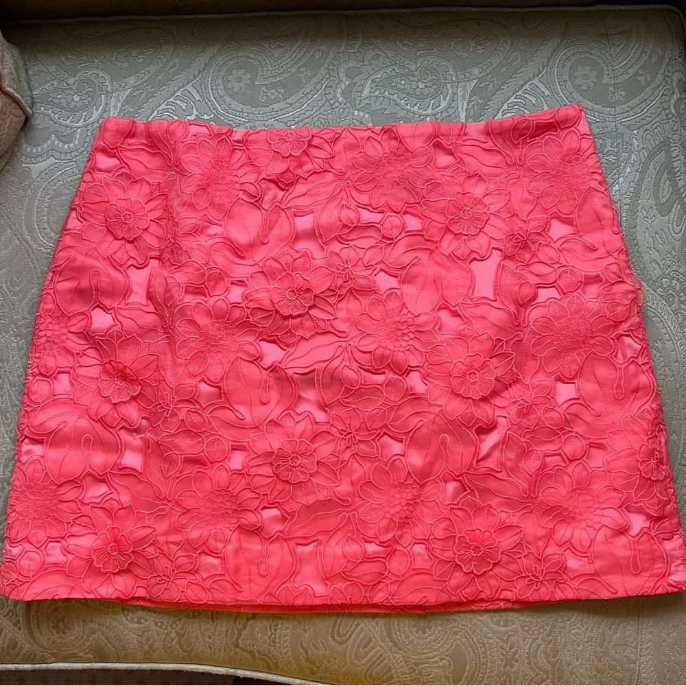 NWT J. Crew Lace Appliqué Mini Skirt Fire Lily Size 16 - Picture 3 of 9
